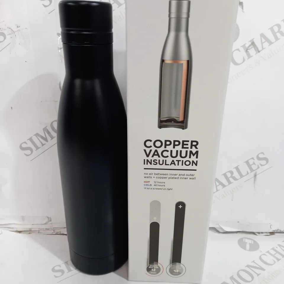 BOXED COPPER VACUUM INSULATION BOTTLE IN BLACK