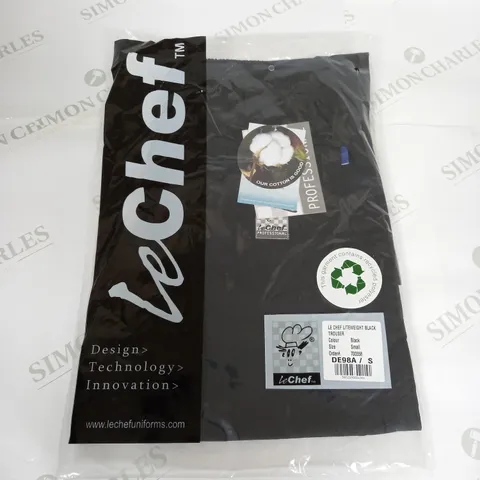 SEALED LE CHEF LITEWEIGHT BLACK TROUSER - SMALL
