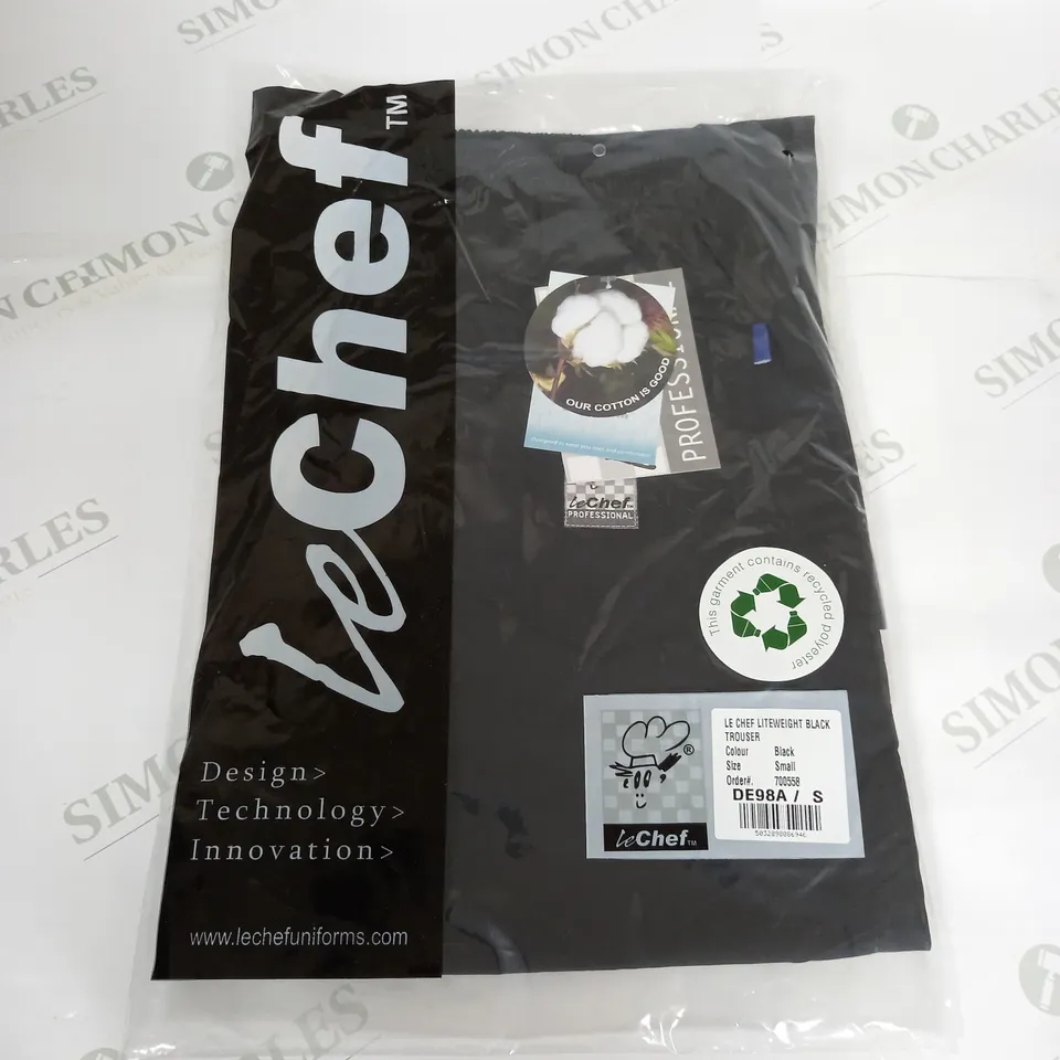 SEALED LE CHEF LITEWEIGHT BLACK TROUSER - SMALL