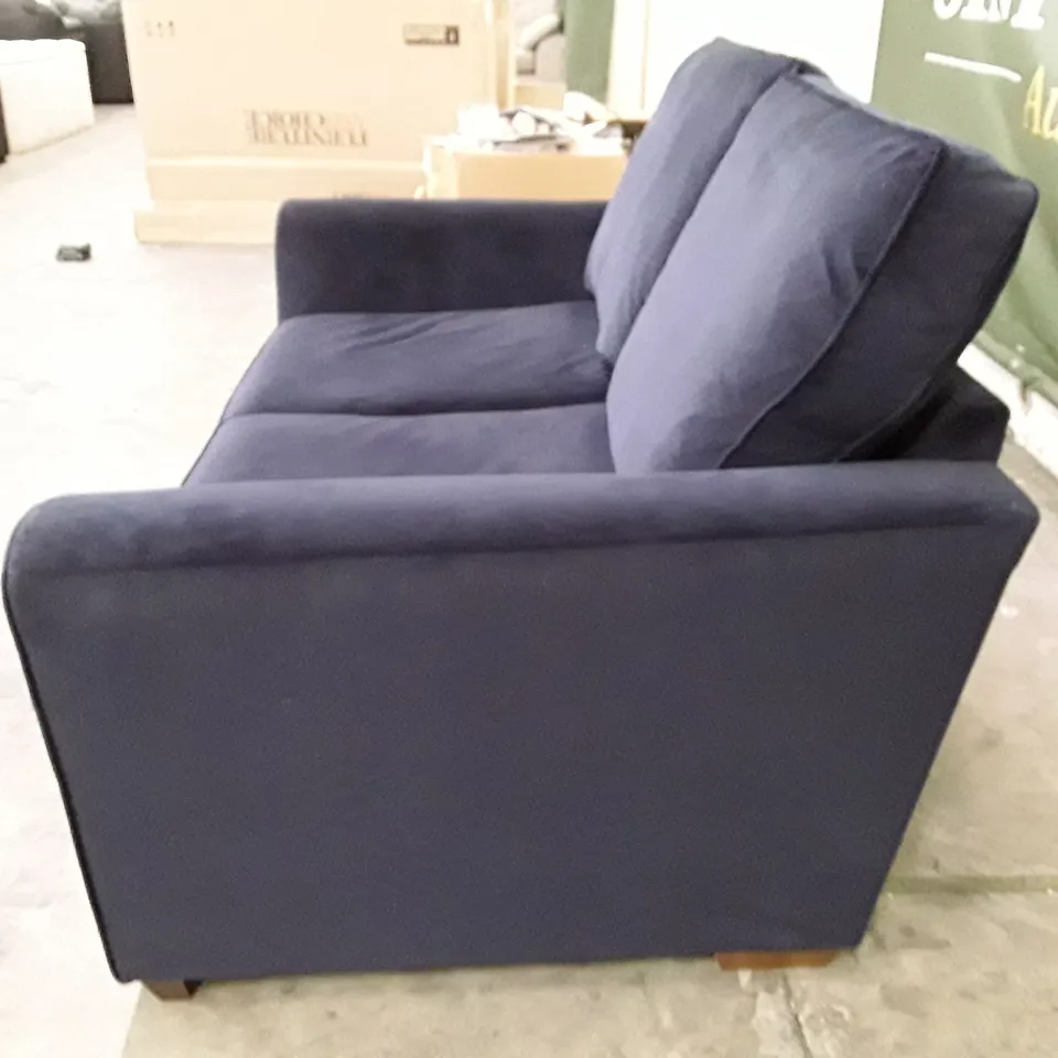QUALITY DESIGNER 2 SEATER SOFA - DARK BLUE VELVET SOFA