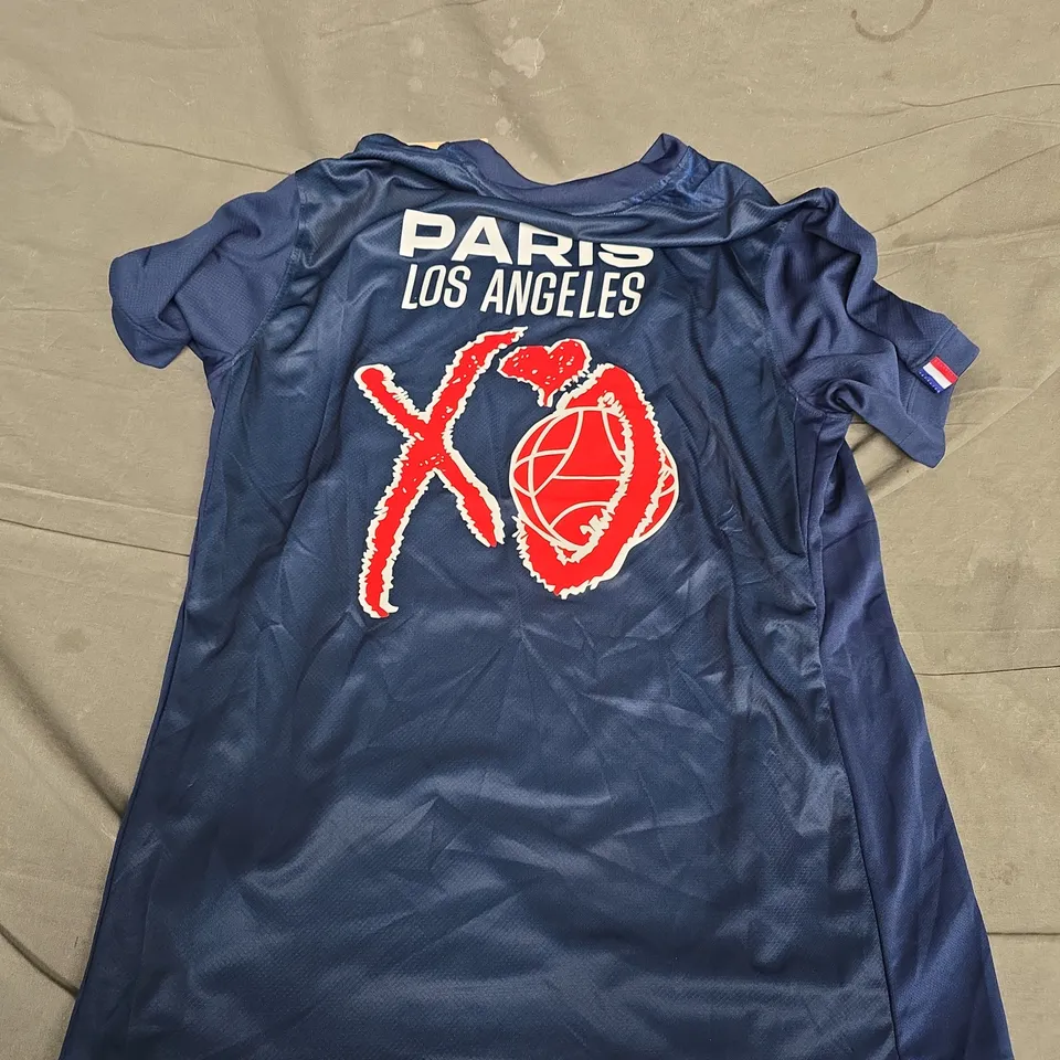 PSG NIKE DRI-FIT FOOTBALL SHIRT – PARIS LOS ANGELES EDITION QATAR AIRWAYS SPONSOR, SIZE L