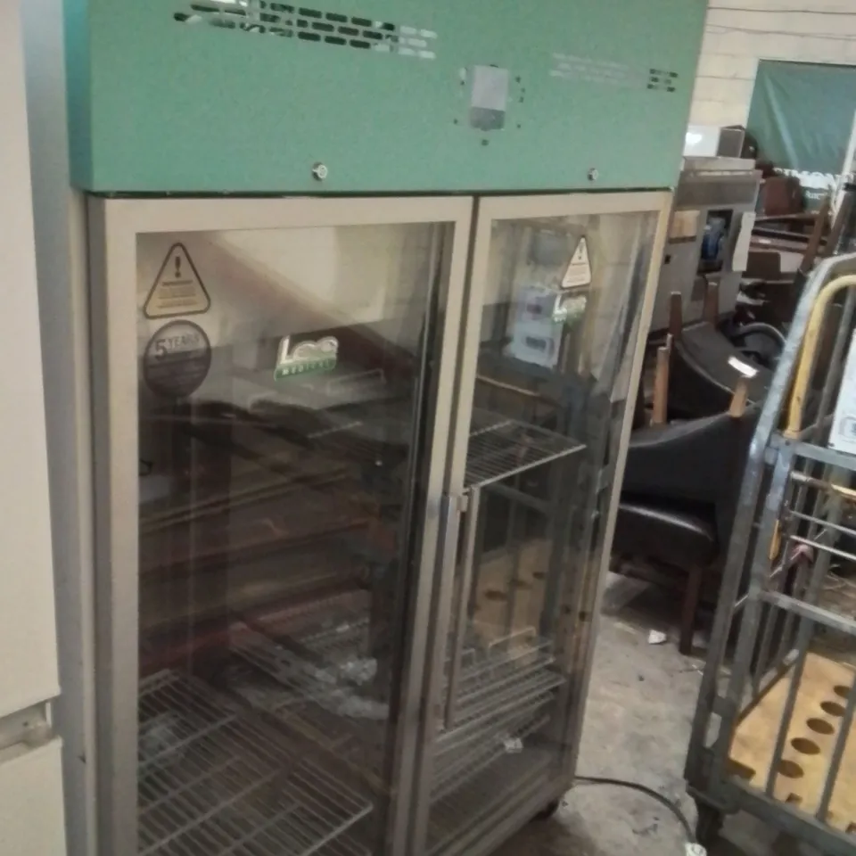 LEC PGR1200UK LARGE GLASS DOUBLE-DOOR FREESTANDING PHARMACY REFRIGERATOR (1200L)