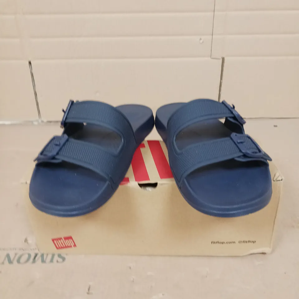 FITFLOP BUCKLE SLIDERS BLUE SIZE 7