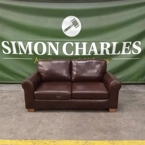 BAILEY 2 SEATER LEATHER SOFA BED - CHOCOLATE