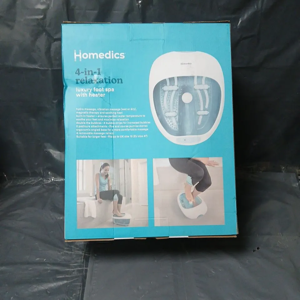 HOMEDICS 4-IN-1 RELAXATION FOOT SPA WITH HEATER – MODEL FS-250-GB