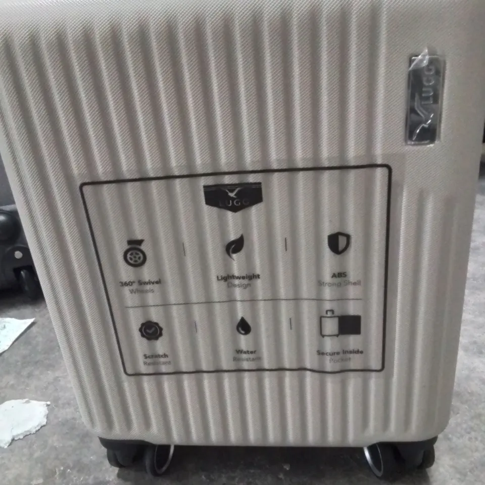 UNBOXED KEPLIN LUGG SMALL SIZE TRAVEL SUITCASE WITH WHEELS CREAM AND BROWN COLOUR 