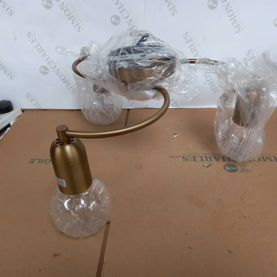 WREXHAM 3-LIGHT SEMI-FLUSH ANTIQUE BRASS CUT CRYSTAL STYLE GLASS FIXTURE