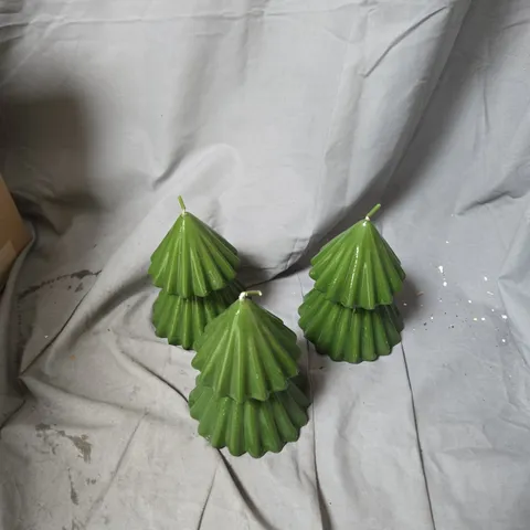 SET OF 3 GREEN CHRISTMAS TREE CANDLES