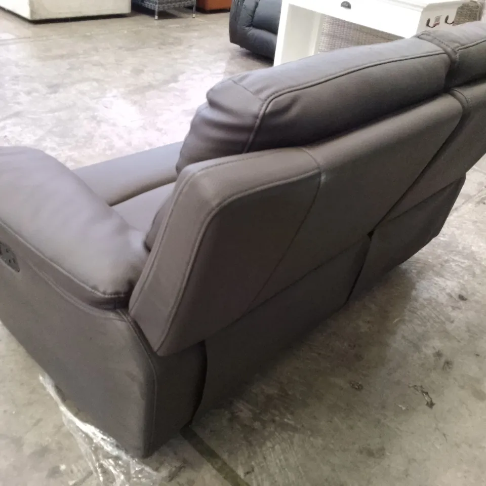 QUALITY DESIGNER MANUAL RECLINER 2 SEATER SOFA - DARK GREY LEATHER 