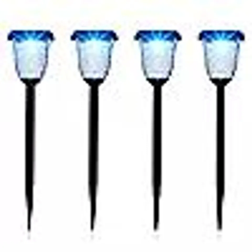 GARDEN STORIES SET OF 4 OVERSIZED PEBBLED GLASS STAKE LIGHTS