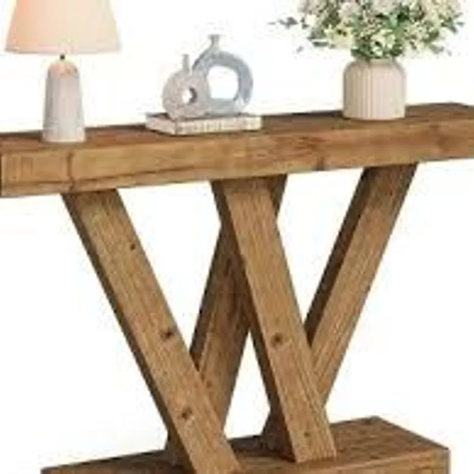 40" CONSOLE TABLE, NARROW ENTRYWAY FOYER TABLE WITH GEOMETRIC BASE (1BOX)