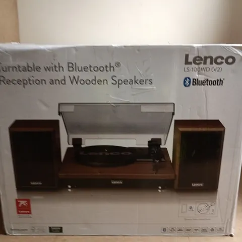 LENCO LS-100WD (V2) TURNTABLE WITH BLUETOOTH RECEPTION AND WOODEN SPEAKERS