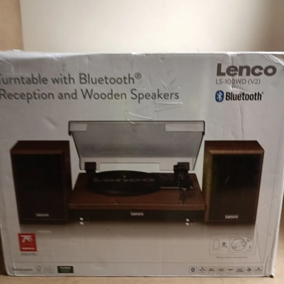 LENCO LS-100WD (V2) TURNTABLE WITH BLUETOOTH RECEPTION AND WOODEN SPEAKERS
