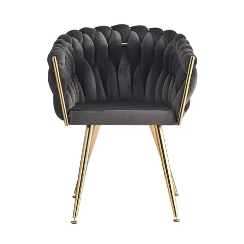 BOXED ABDURRAHIM VELVET DINING CHAIR - ERGONOMIC TUFTED BACK AND METAL LEGS