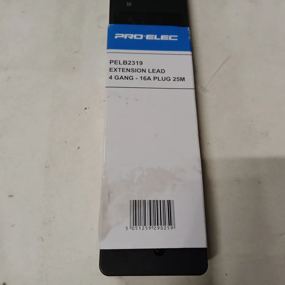 PRO-ELEC EXTENSION LEAD 4-GANG 16A PLUG 25M