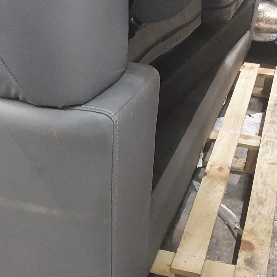 PALLET TO CONTAIN PARTS OF: SEVILLE GREY LEATHER 3 SEATER RECLINER, MANHATTAN 3 SEATER SOFA - INCOMPLETE -