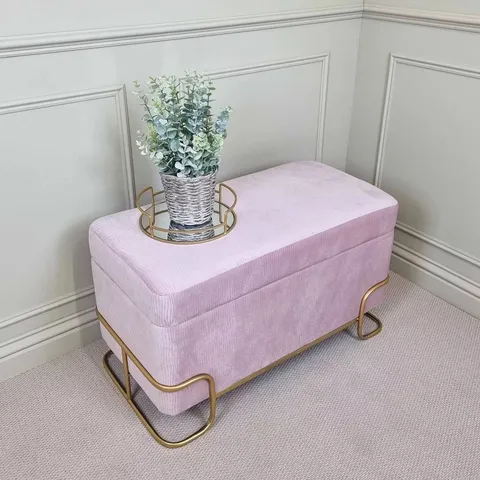 BRAND NEW HOMES DIRECT 365 LIGHT PINK LARGE RECTANGULAR LOUNGE STORAGE STOOL