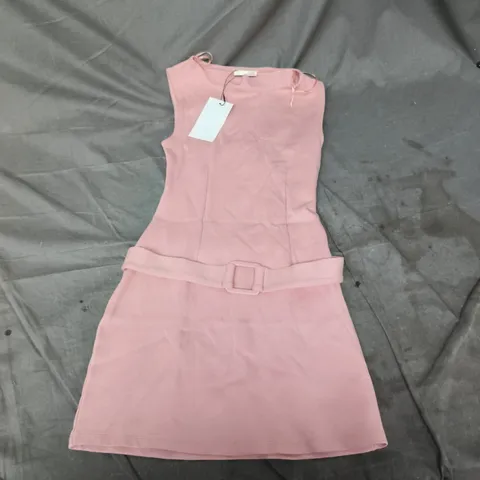 ZARA PINK SLEEVELESS BELTED DRESS - WOMEN'S SIZE S
