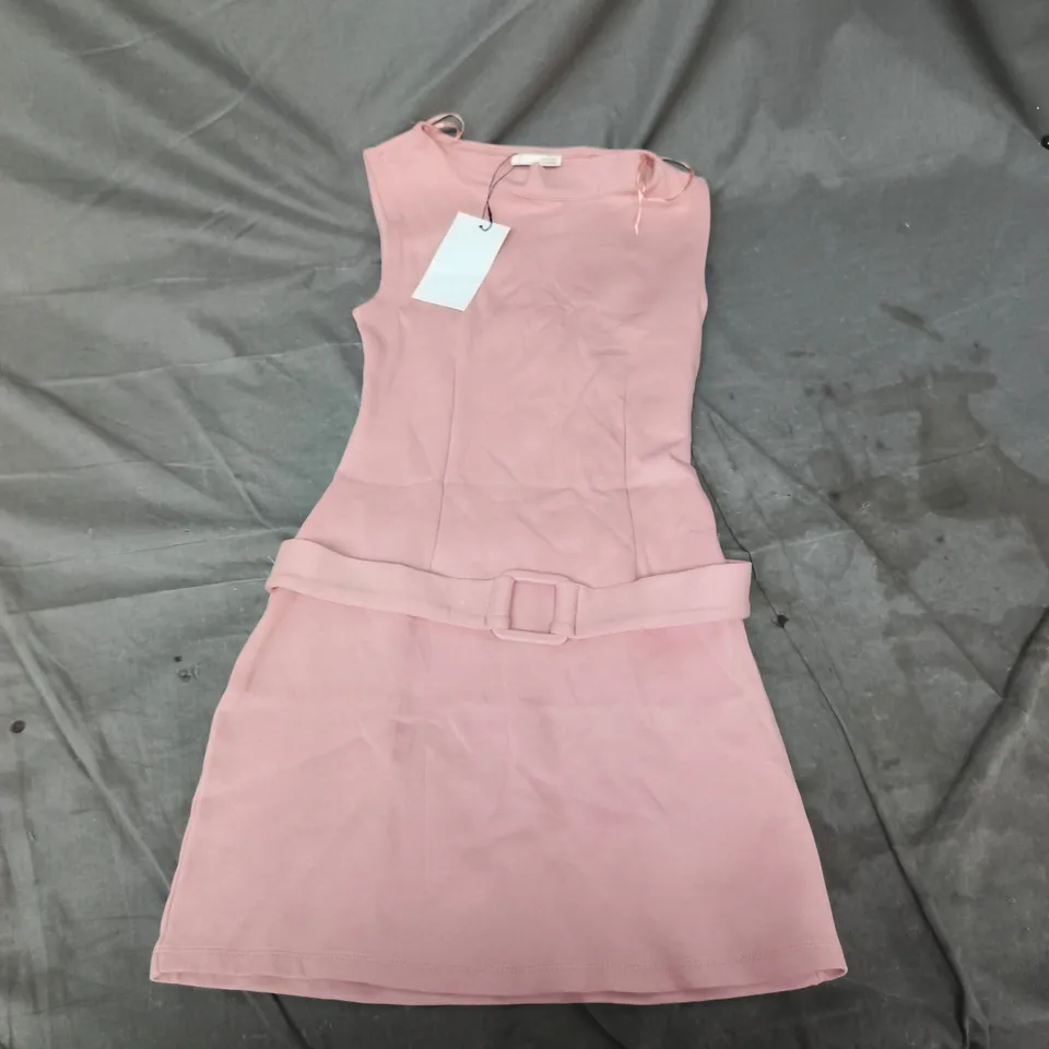 ZARA PINK SLEEVELESS BELTED DRESS - WOMEN'S SIZE S