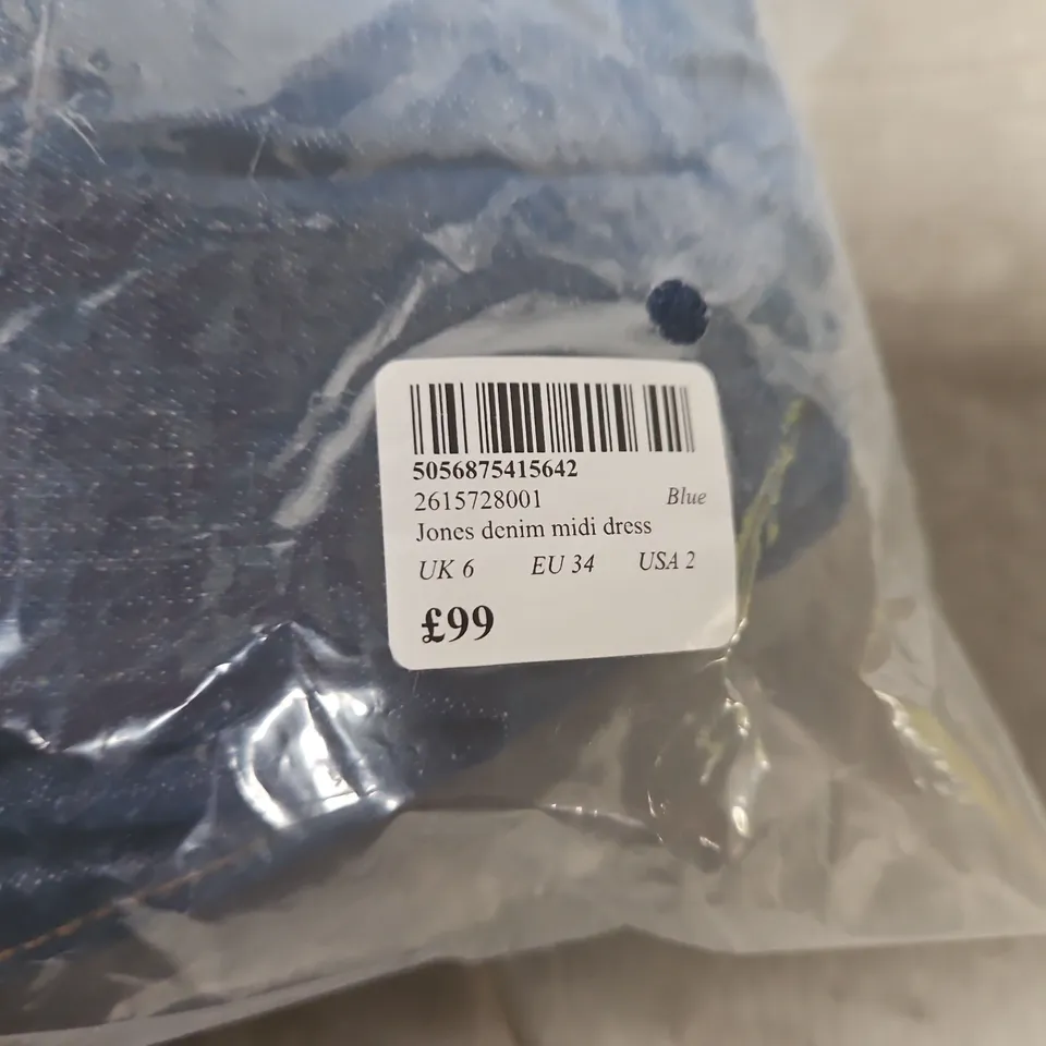 NOBODY'S CHILD DENIM MIDI DRESS – BLUE, UK 6 