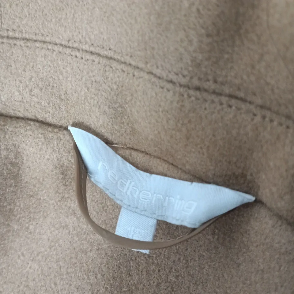 RED HERRING - BEIGE CAMEL COAT (LONG WOOL-STYLE) – (UK 12) 