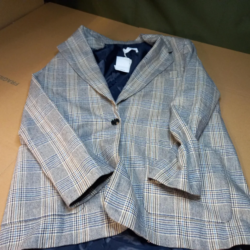 MNG WOMENS MEDIUM CHECK WOOL BLAZER