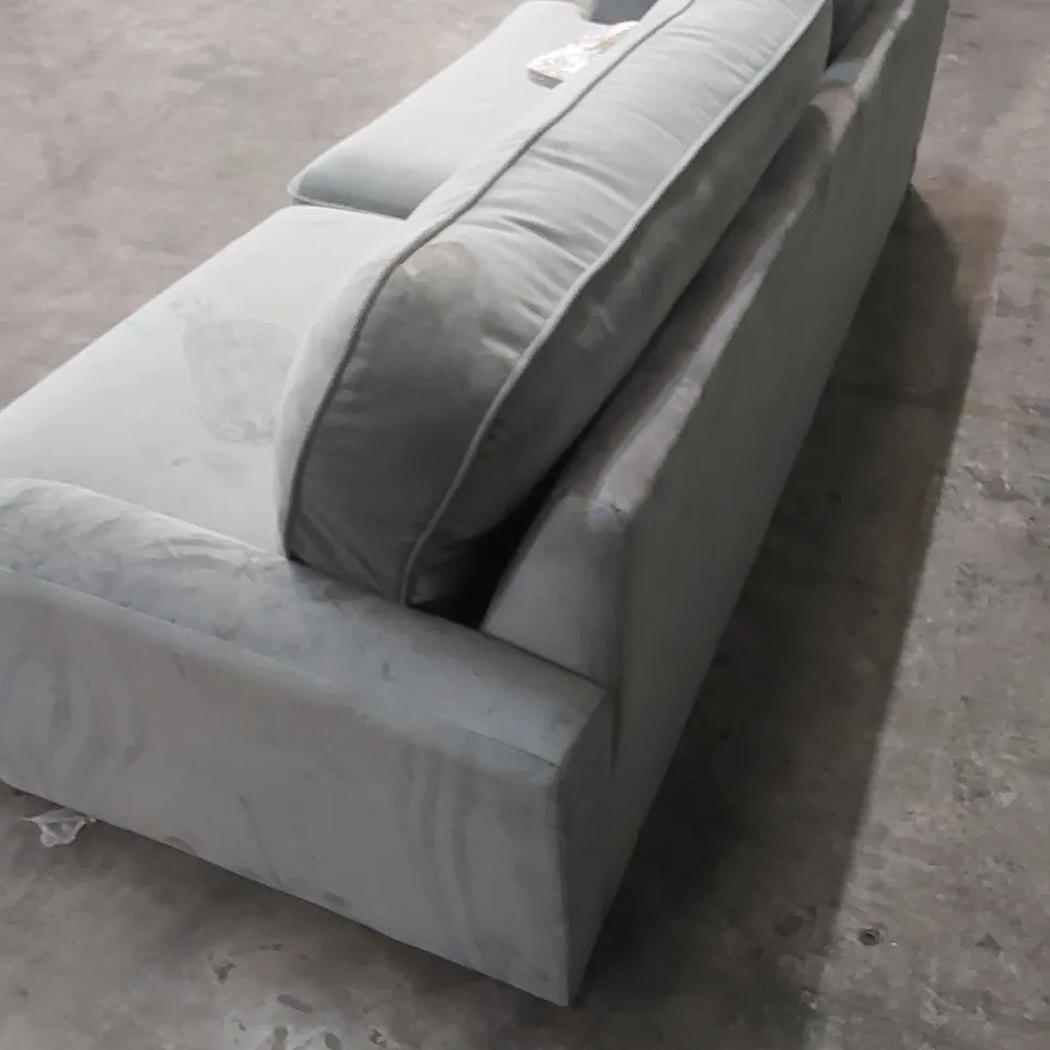 DESIGNER VICTORIA 4 SEATER GREY VELVET UPHOLSTERED SOFA 