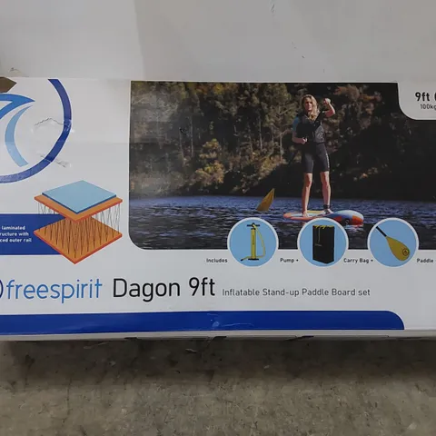 BOXED FREESPIRIT DAGON 9FT INFLATABLE STAND-UP PADDLE BOARD SET (1 BOX)