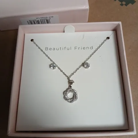 BEAUTIFUL FRIEND JEWELLERY SET – NECKLACE WITH CIRCULAR PAVÉ PENDANT & STUD EARRINGS