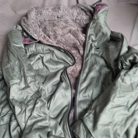OLIVE GREEN HOODED WINTER JACKET WITH FLEECE LINING