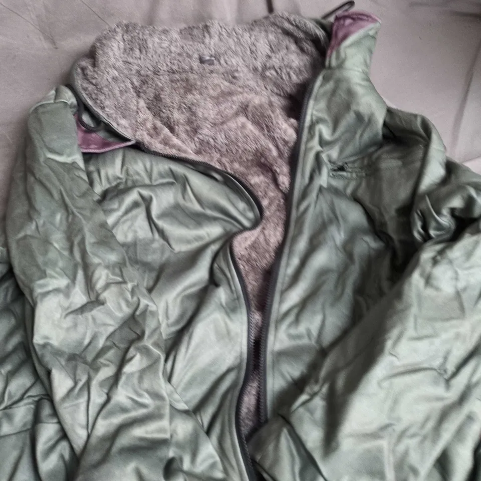 OLIVE GREEN HOODED WINTER JACKET WITH FLEECE LINING