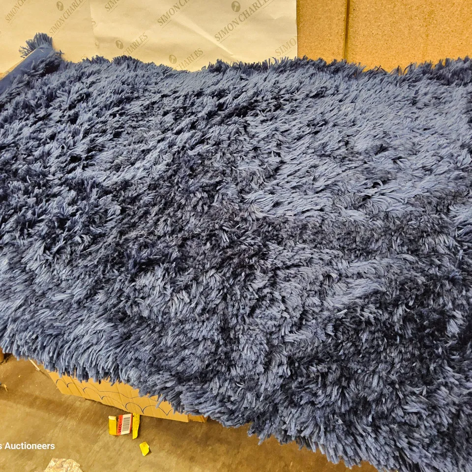 AAYUSH HANDMADE SHAG NAVY RUG 80 × 150
