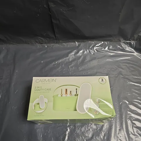 CARMEN 2 IN 1 VANITY CASE WITH LED MIRROR – GREEN BOX