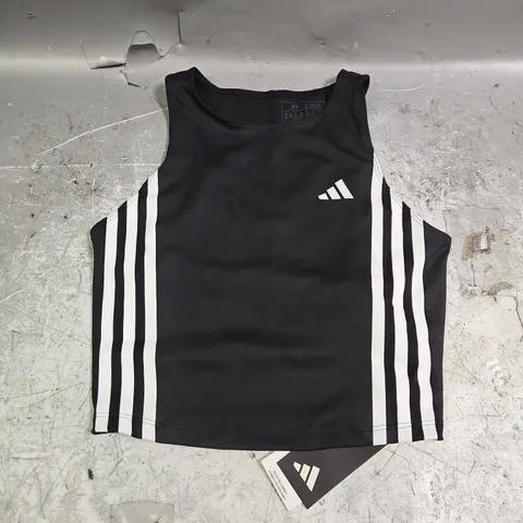ADIDAS OWN THE RUN 3 STRIPE TANK IN BLACK/WHITE SIZE XS