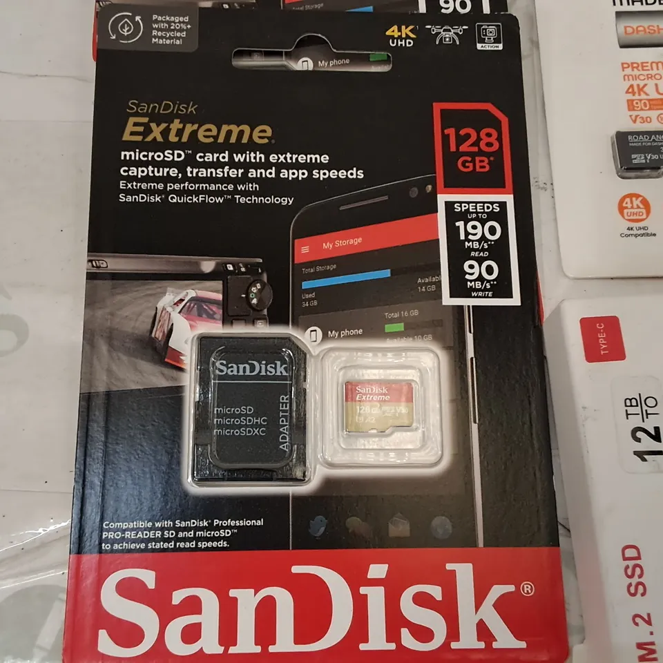 LOT OF 17 ASSORTED MEMORY ITEMS TO INCLUDE SANDISK 128GB MICROSDS