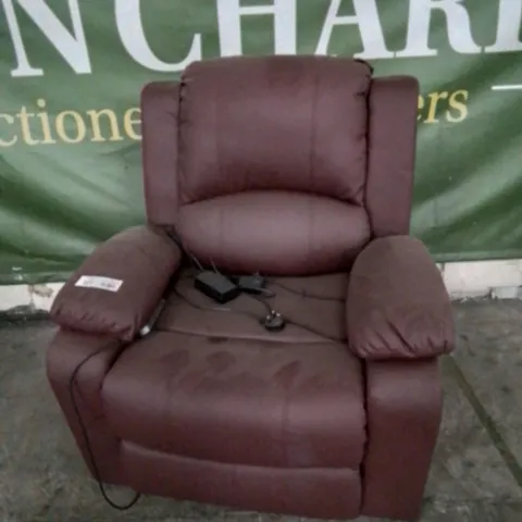 DESIGNER POWER RECLINING EASY CHAIR OX BLOOD LEATHER 