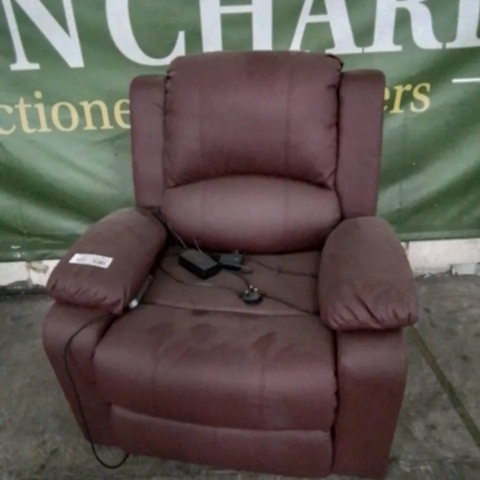 DESIGNER POWER RECLINING EASY CHAIR OX BLOOD LEATHER 