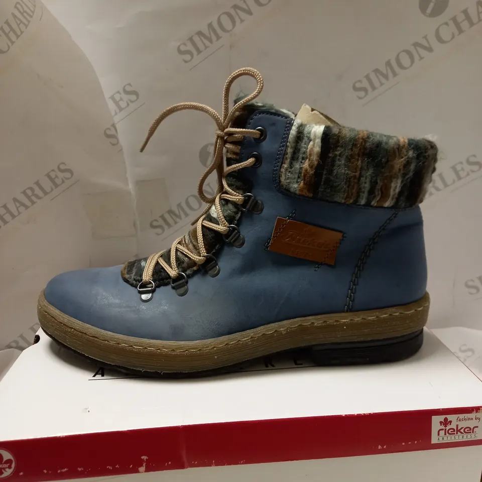 RIEKER LIGHT BLUE LACE UP ANKLE BOOTS - SIZE 8