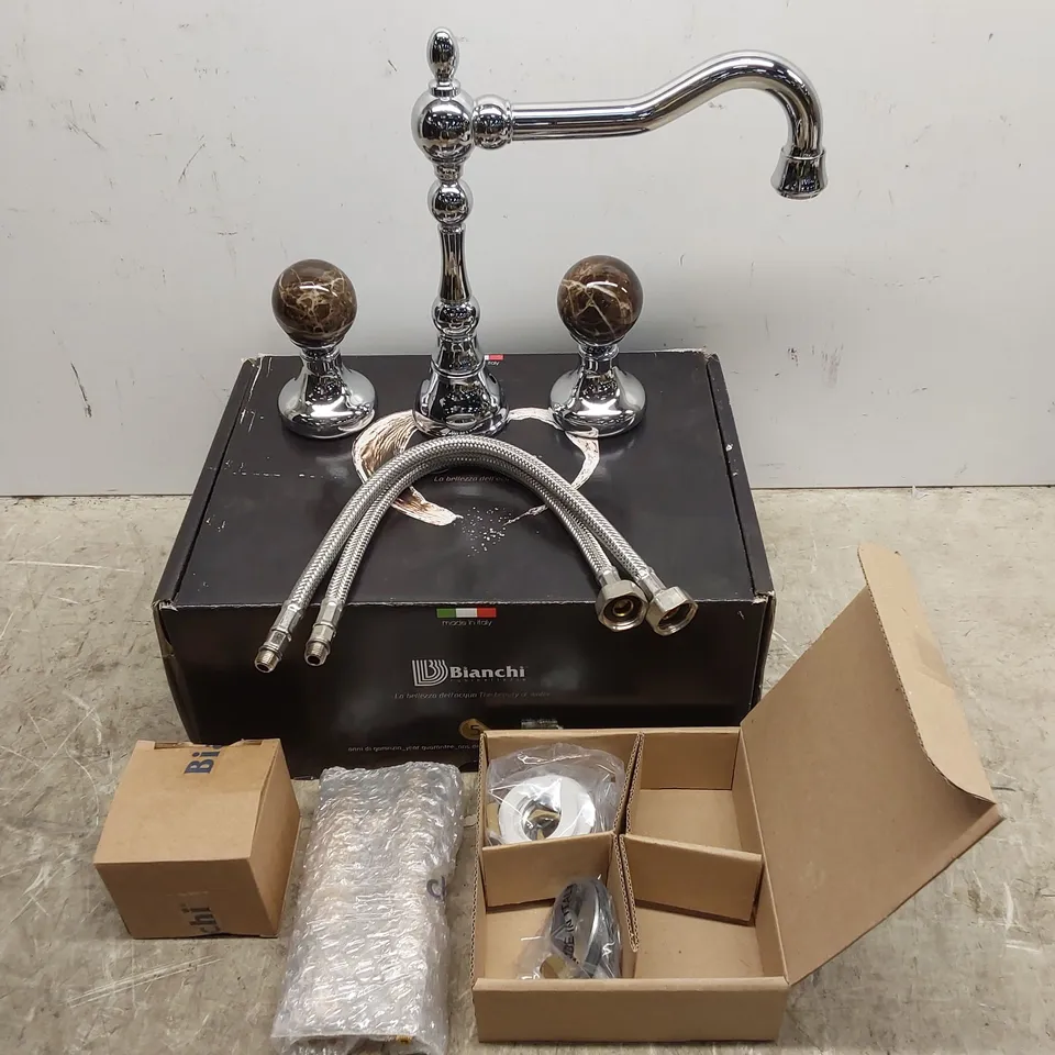 BOXED BIANCHI BOHEME 3-HOLE WASH BASIN MIXER WITH SHORT SPOUT AND AUTOMATIC POP-UP WASTE 