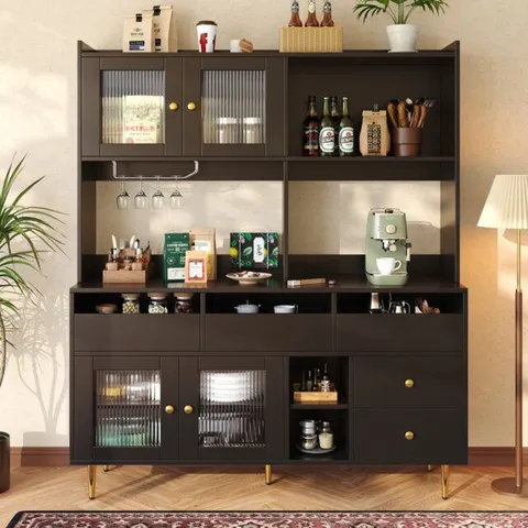 BOXED 171CM KITCHEN PANTRY - BLACK (3 BOXES)