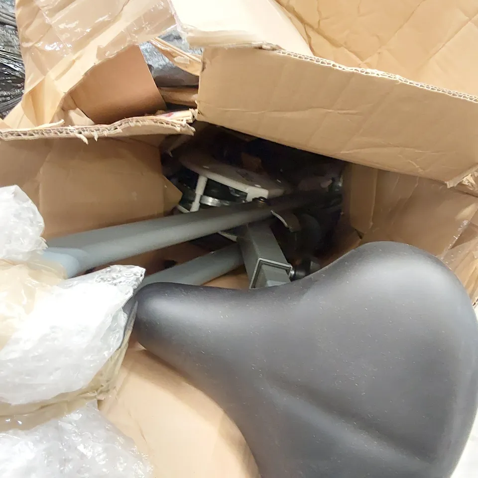 PALLET OF ASSORTED ITEMS INCLUDING: PTC CERAMIC HEATER, EXERCISE BIKE, BEDDING, CPR CALL BLOCKER, TORCH, PHONE CASE ECT