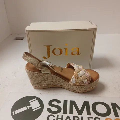 JOIA WOMEN'S ESPADRILLE WEDGE SANDALS β BEIGE BRAIDED STRAPS - EUR 38