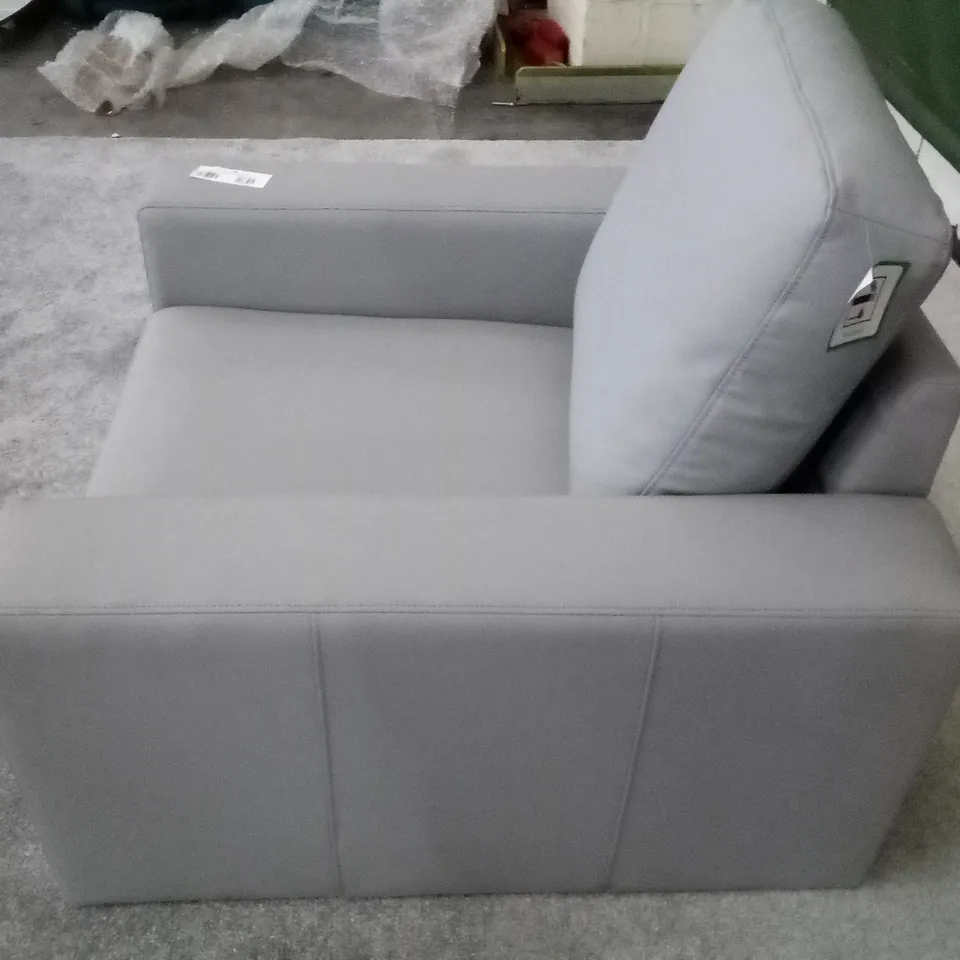 QUALITY DESIGNER ARMCHAIR - GREY LEATHER 