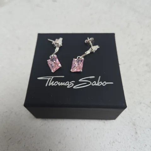 THOMAS SABO PINK STONE DROP EARRINGS