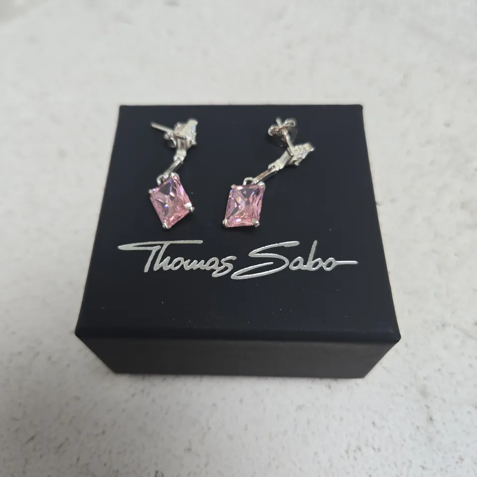 THOMAS SABO PINK STONE DROP EARRINGS