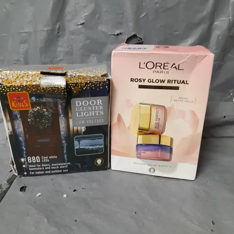 APPROXIMATELY 5 HOUSEHOLD ITEMS TO INCLUDE L'OREAL SKINCARE GIFT SET AND FESTIVE LIGHTS