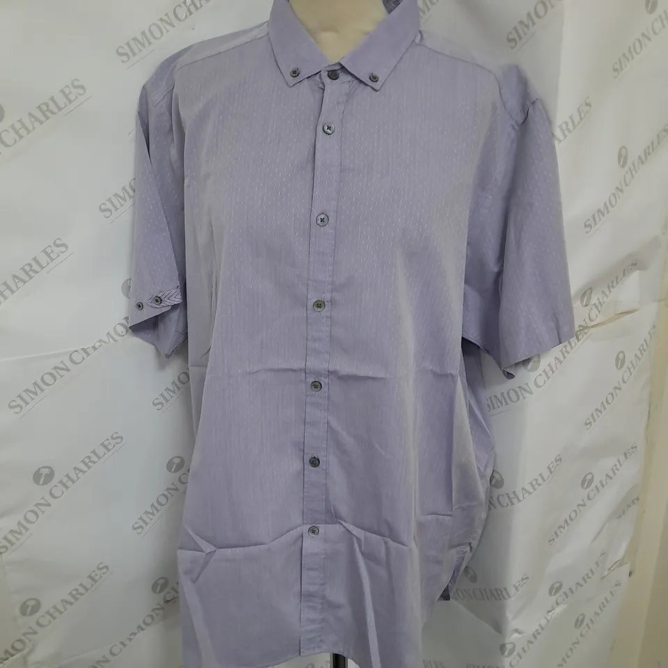 TED BAKER BUTTON UP SHORT SLEEVE SHIRT IN DOTTED PURPLE SIZE 6