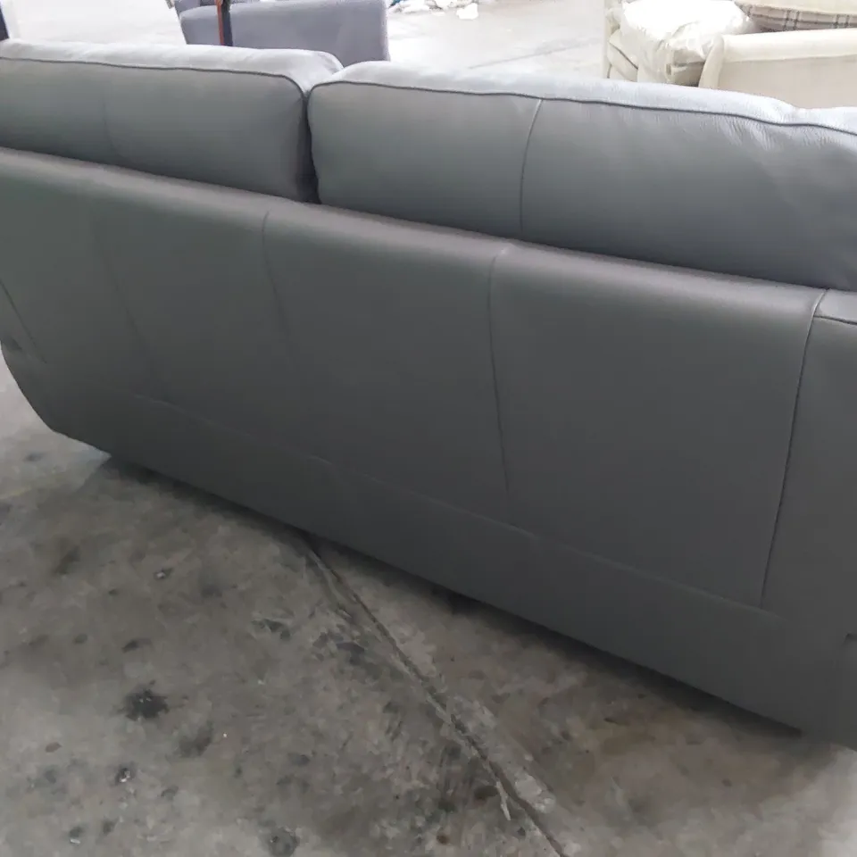 QUALITY ITALIAN DESIGNER THREE SEATER SOFA ANTHRACITE GREY LEATHER 