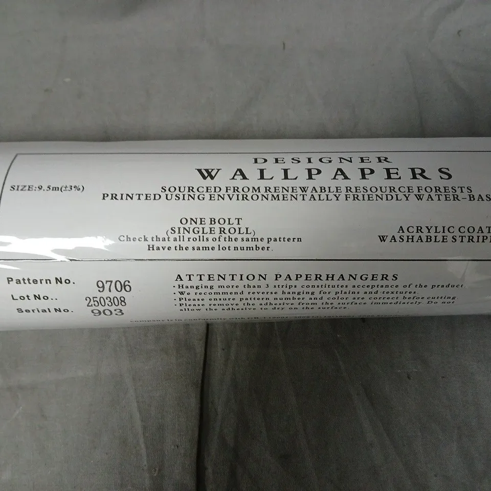 DESIGNER WALLPAPERS – PATTERN NO. 9706, 9.5M ROLL (SINGLE BOLT) – ACRYLIC COATED & WASHABLE