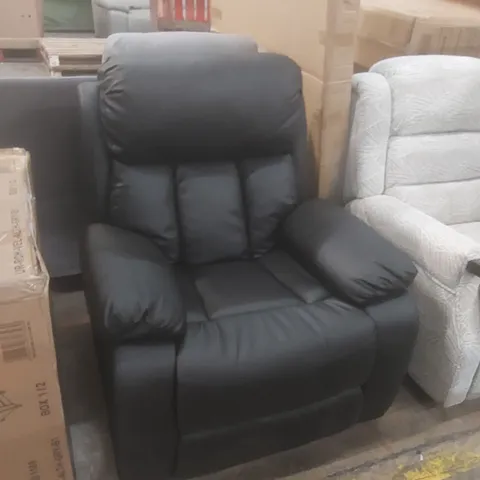 DESIGNER BLACK FAUX LEATHER RECLINER CHAIR 